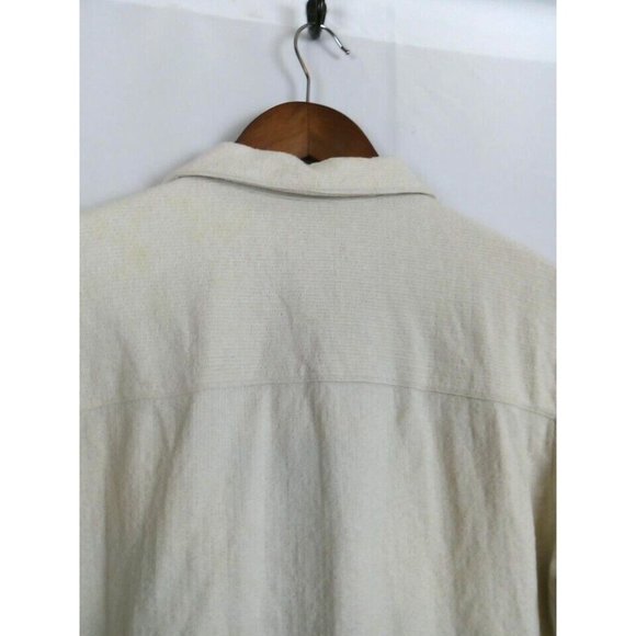 Zara Shirt Men's Size M Beige Cream Textured Woven Knit Thick Button Up - Picture 6 of 10